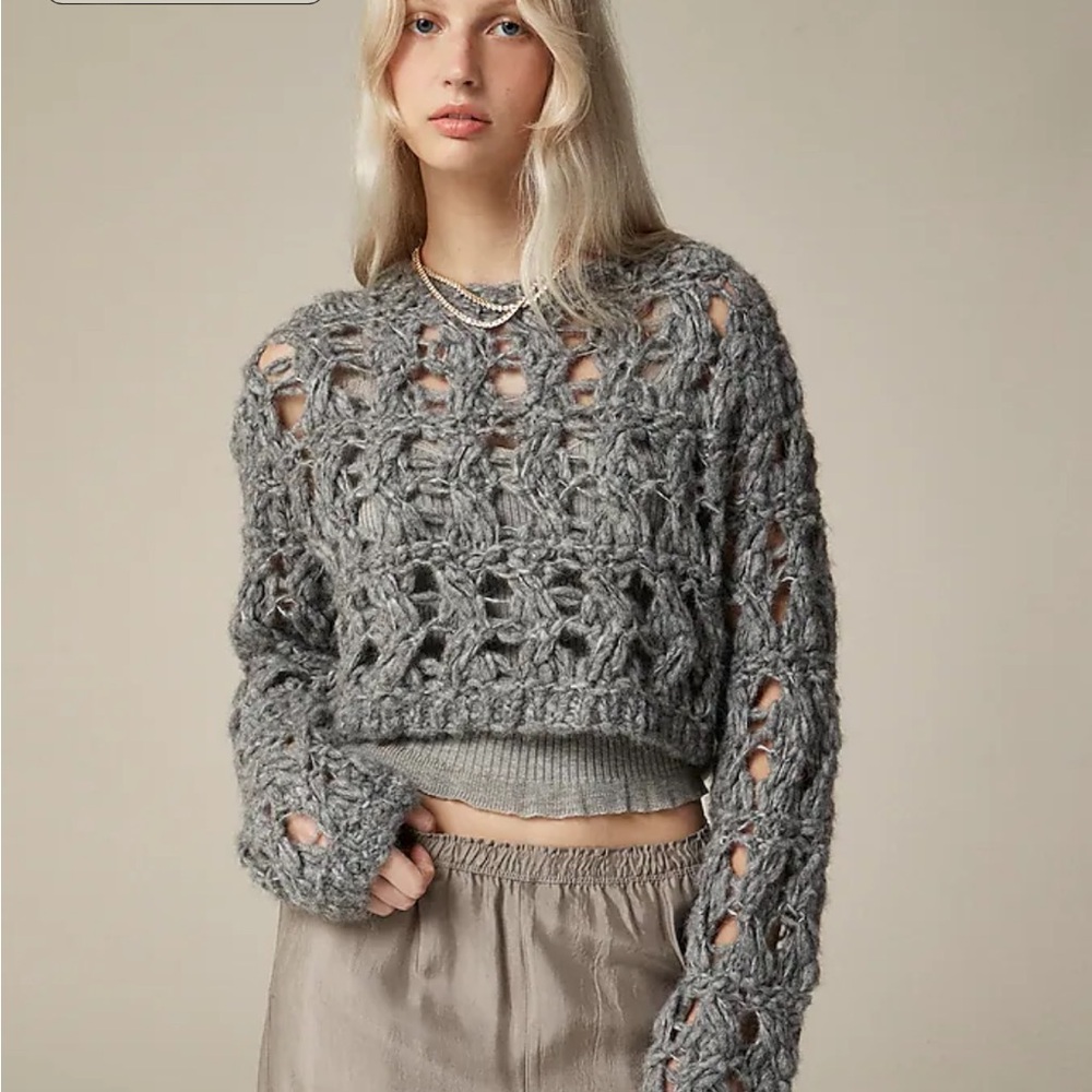 J Crew Collection open-weave cropped pullover sweater, Small, sold out online
